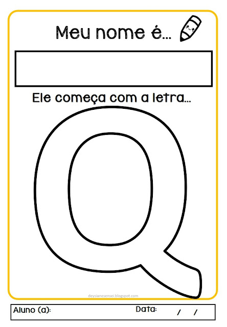 Atividade de educação infantil sobre nome próprio, identidade "Meu nome é"