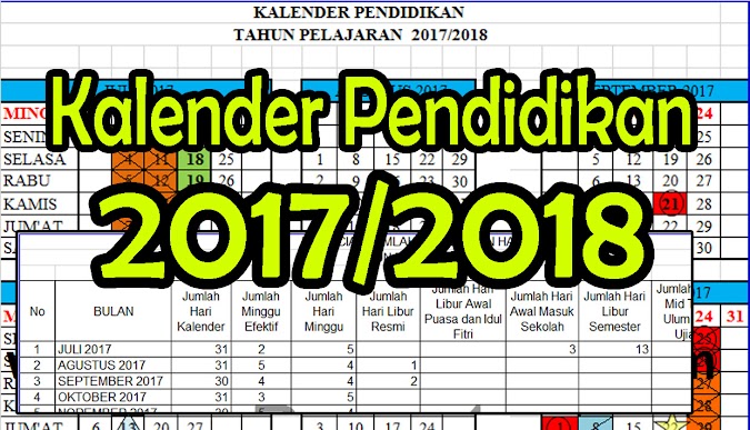 Kalender Pendidikan Tahun Pelajaran 2017/2018 (SD/SMP/SMA)