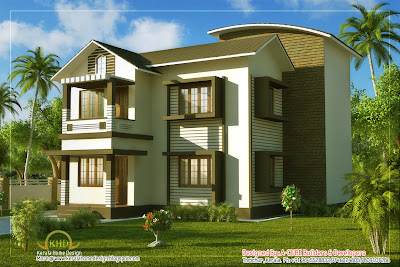 Duplex Villa Elevation - 1661 Sq. Ft - Kerala home design and ...