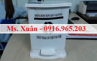 Thùng rác đạp chân 8 lít bệnh viện có logo y tế