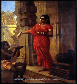 Raja Ravi Varma's Paintings: South Indian Women Donating to Begger in Temple