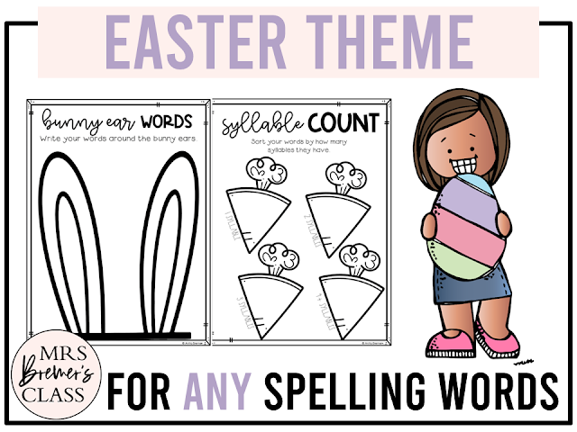 Easter themed spelling practice word work activities for ANY words in Kindergarten, First Grade, Second Grade & Third Grade