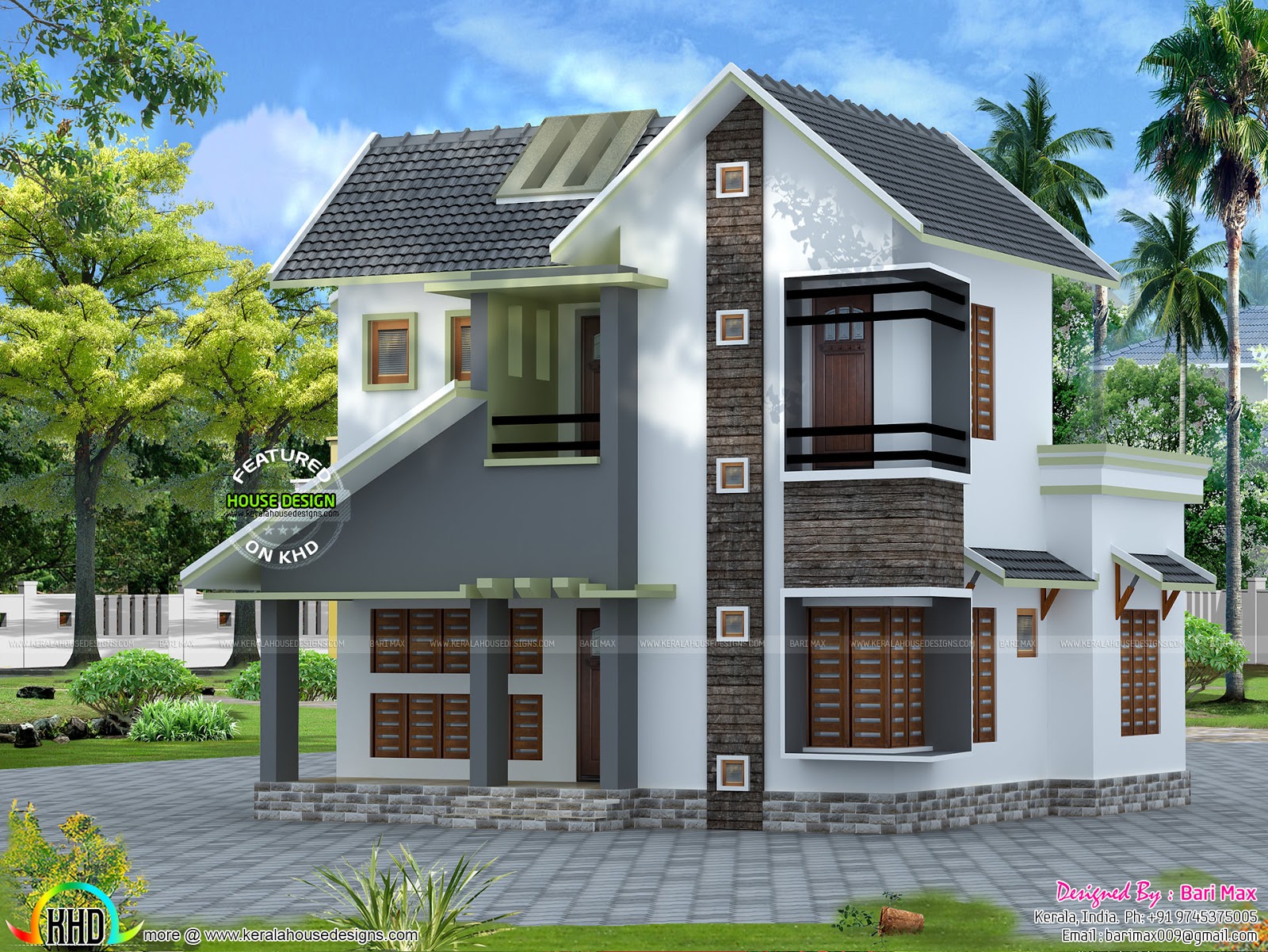 Slope roof low cost  home  design Kerala home  design and 