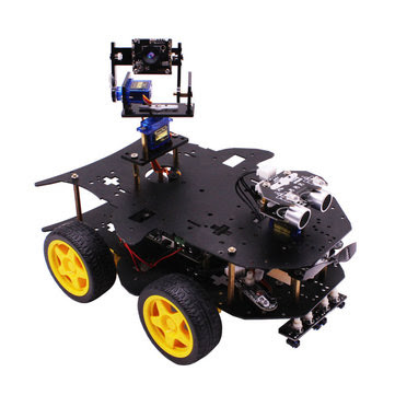 4WD Wireless WIFI Video Robot Car Kit for Raspberry Pi 3B/3B+ Support Programming/Bluetooth 4.0+Wifi/Remote Control with 2DOF Camera Pan/Tilt & 4Pcs Motor 