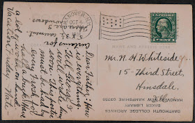 A postcard filled with handwriting. 