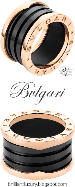 ♦Bvlgari B.zero1 4-band 18k rose gold ring with black ceramic #bvlgari #jewelry #brilliantluxury