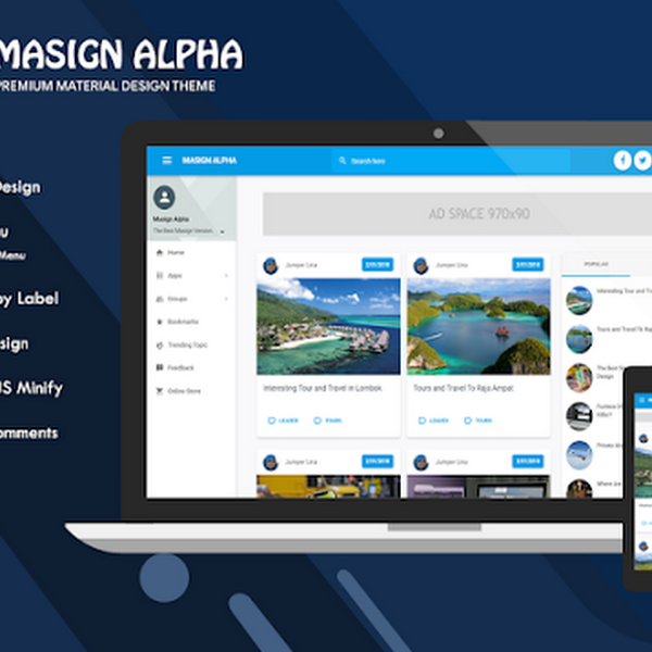  Download Masign Alpha Premium Special Material Design Blogger Template 