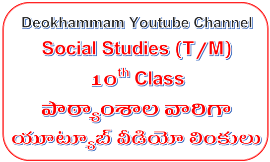 SSC(10th Class) Social Studies Subject Telugu Medium Lesson wise and Topic wise Youtube Video Links at one Page - Deokhamma Youtube Channel