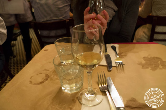 image of white wine at  Dark Dining Projects - blindfolded dinner at Camaje bistro in Greenwich Village, NYC, New York