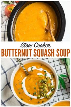 Cooker Butternut Squash Soup with coconut milk and apple