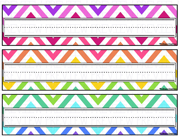 johnson creations rainbow chevron desk name tags