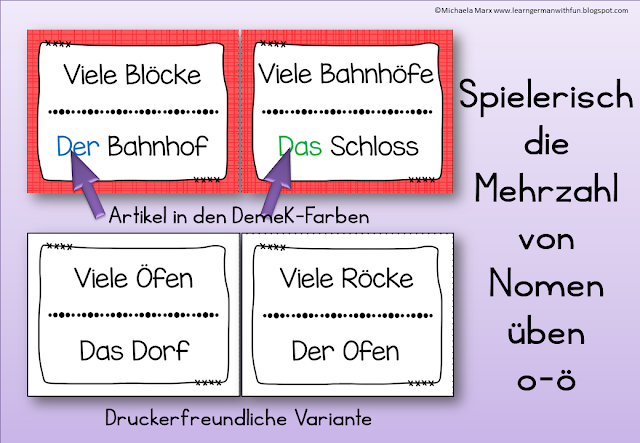 Anregendes Lesespiel für Grundschule, DaF und Legasthenietraining zum Thema Mehrzahl: aus O wird Ö.