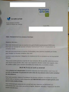 Un courrier envoyé par un sous-traitant d'ENEDIS