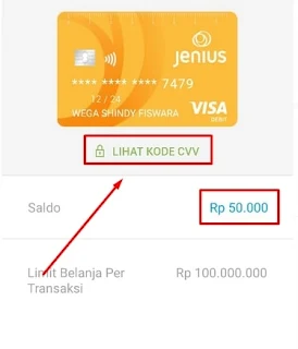 Melihat Informasi Kartu Debit Jenius