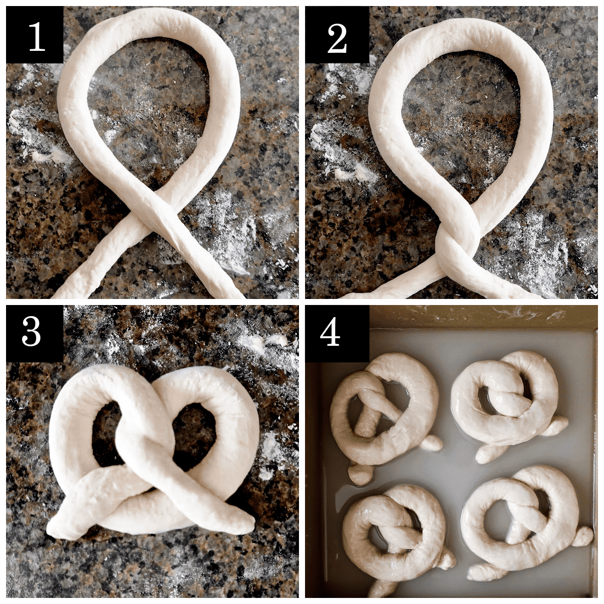 Hot Buttered Soft Pretzels steps for shaping.