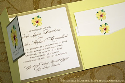 Site Blogspot Making Wedding Invitations on Invitations Studio Blog Yellow Hibiscus Pocketfolder Invitations