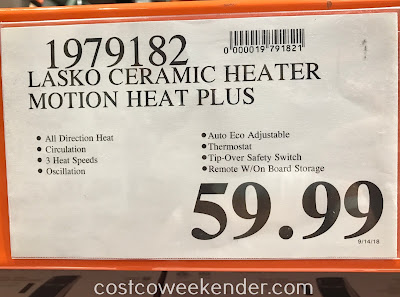 Deal for the Lasko Whole Room Ceramic Heater at Costco