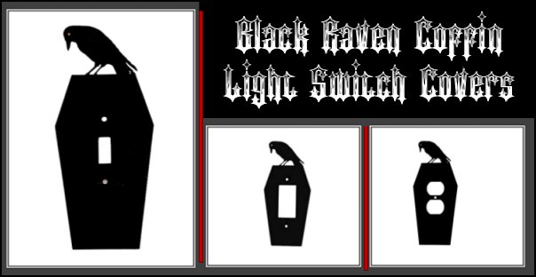 Black Raven Coffin, Light Switch Covers gothic wall decor gothic decorations