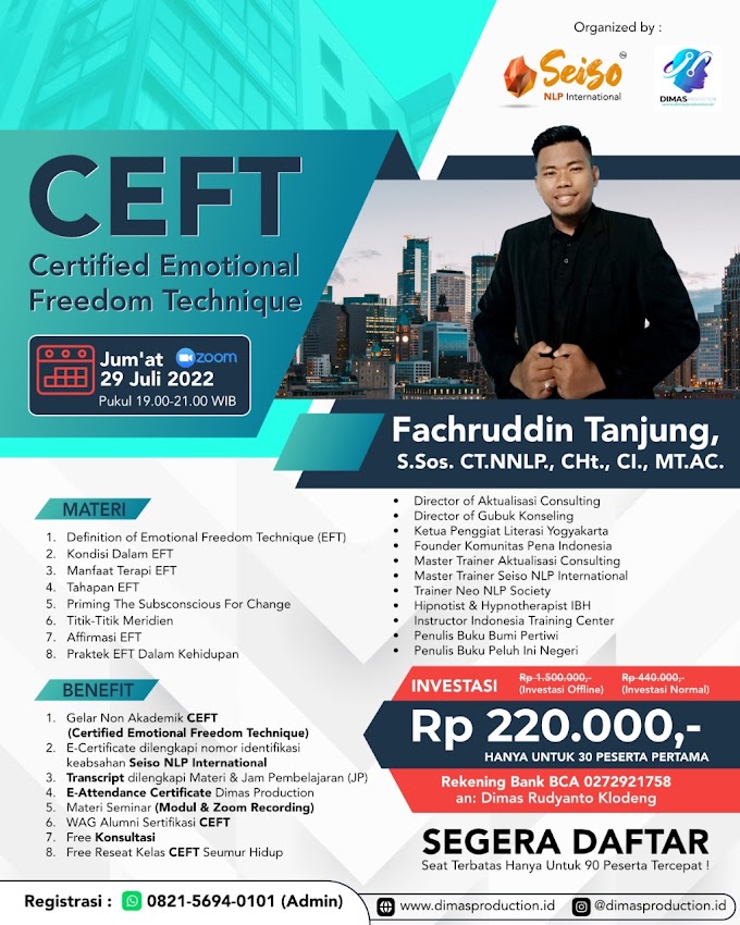 WA.0821-5694-0101 | Certified Emotional Freedom Technique (CEFT) 29 Juli 2022