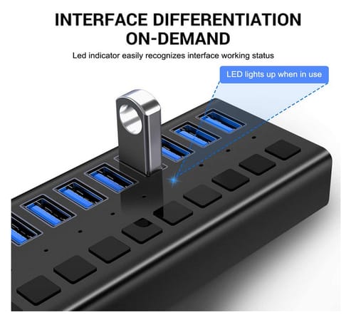 AGEEN USB Hub 3.0 Powered 90W Data Hub