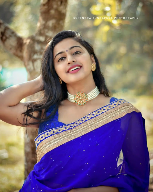Shriraksha Shetty looks stunning in a traditional saree, showcasing the perfect blend of elegance and grace in her latest photoshoot.