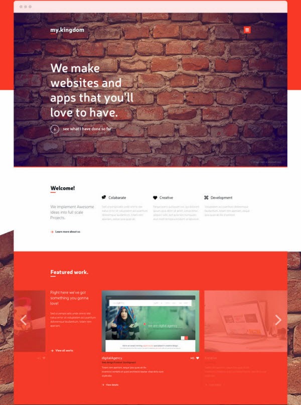 one page PSD template