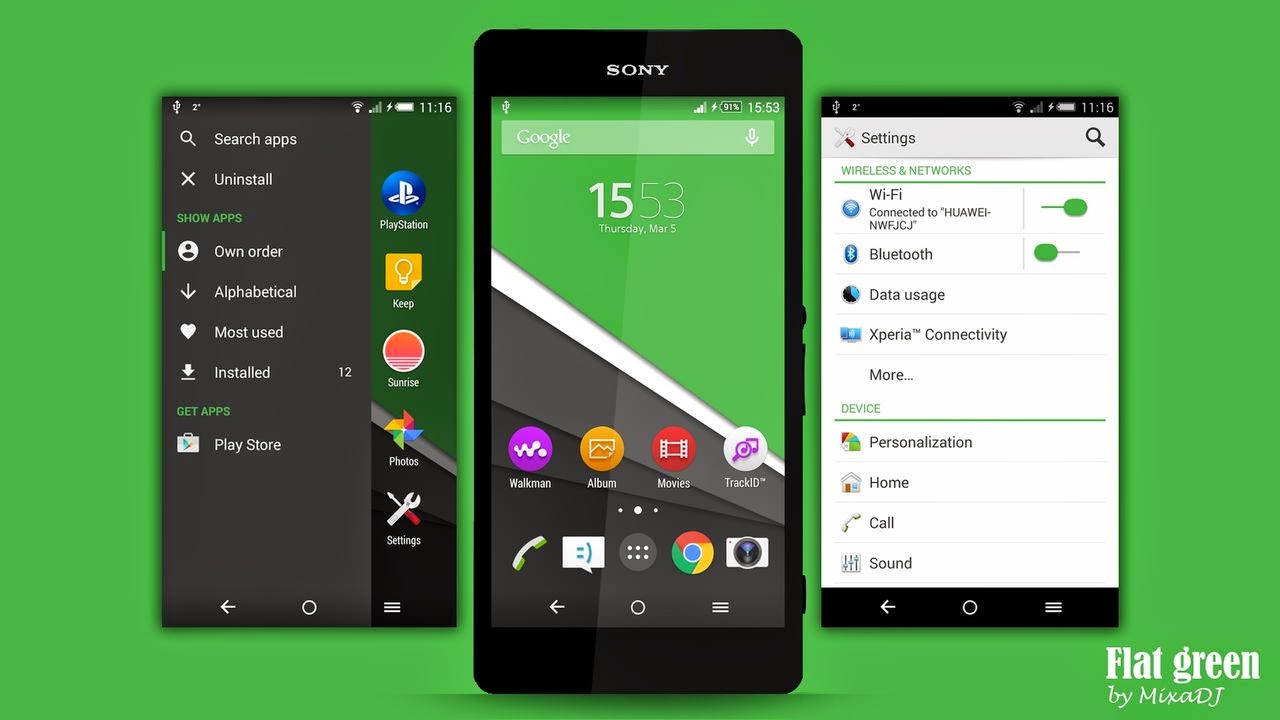 Android Lollipop Theme for Sony Xperia Smartphones