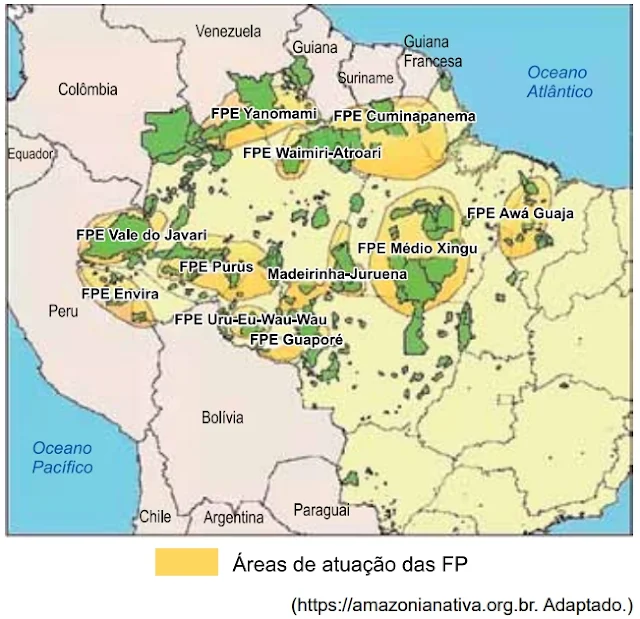 Áreas de atuação das Frentes de Proteção (FP)