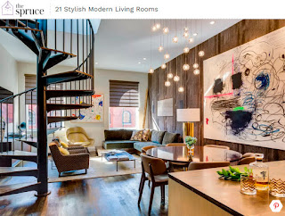 living room interior with stairs