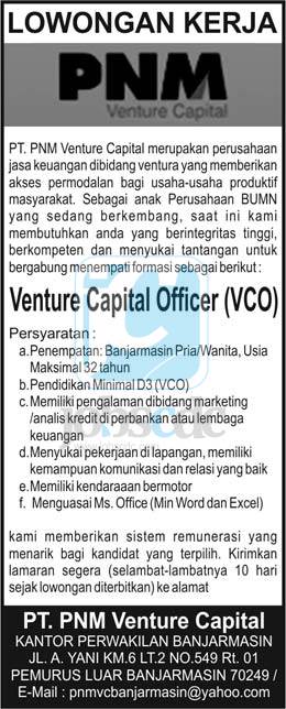 Lowongan Kerja PNM Venture Capital Banjarmasin  2016-2017