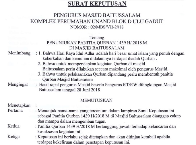 Sk Panitia Qurban Terbaru Format Doc Pdf Maxtrimus