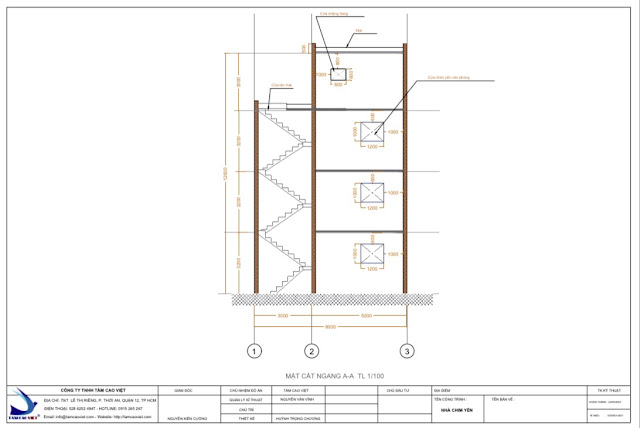 Thiết kế nhà yến 8x18x3 mặt cắt ngang