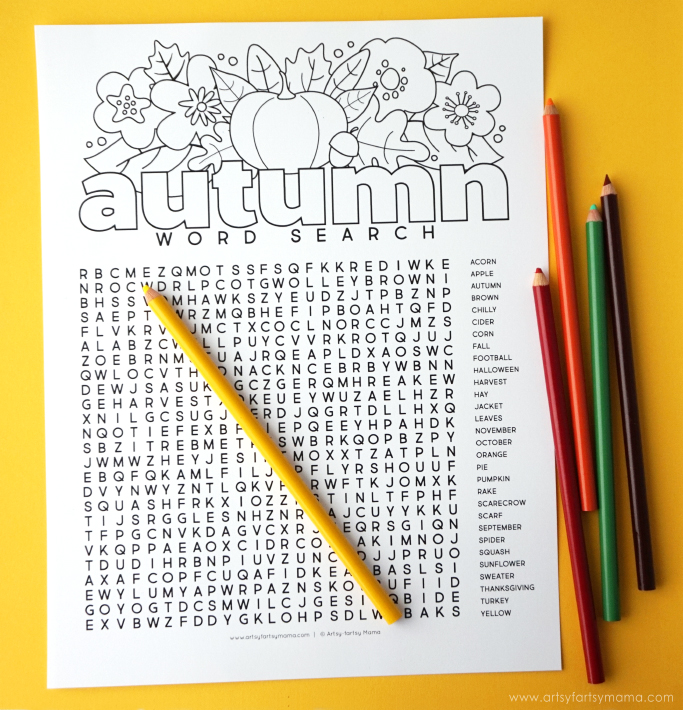 Free Printable Autumn Word Search and Coloring Page