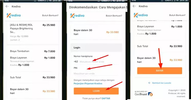 cara bayar lazada pakai kredivo