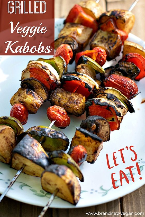 It's summertime summertime sum sum summertime...." These grilled Vegetable Kabobs will soon be a Summertime favorite! Freshly grilled veggies basted in a tangy Balsamic Marinade. Who doesn't love grilled veggies over a fire? Yum