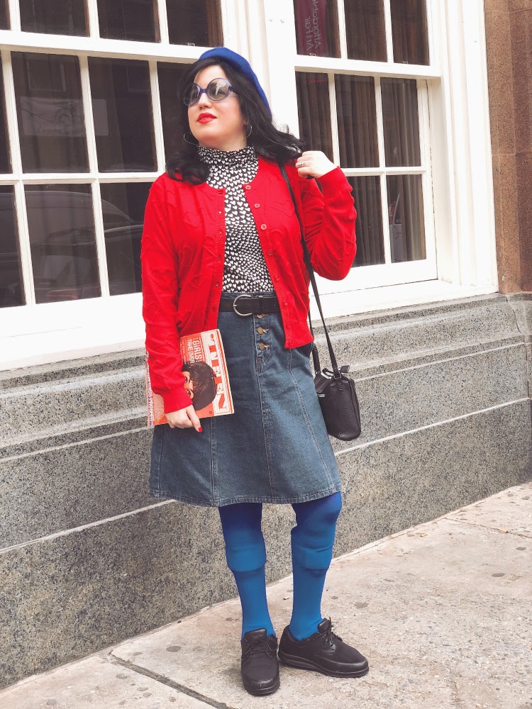 A Vintage Nerd, Vintage Blog, Retrostyle Blog, Vintage Blogger, Retrostyle Blogger, Sixties Blog, Sixties Fashion, Modern Retro Fashion, Plus-Size Fashion, Modcloth Heart Cardigan, Disabled Fashion, Fashion with Leg Braces, Sixties  Colorblock, Colorblock Fashion, 1960s Beret, Cury Fashion, Red and Blue Fashion, Vintage Magazine, Sixties Teen Magazine,  Donna Loren, Donna Loren Magazine Cover, July 1964, Vintage sunglasses, 1960s Sunglasses