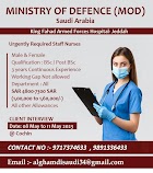 Urgently Required Male & Female Nurses for Ministry of Defence Hospital Jeddah, Saudi Arabia
