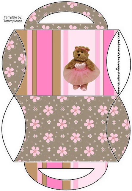 Ballerina Bear Free Printable Pillow Box,