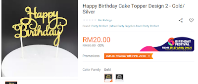 Lazada Birthday Festival Blogger Contest, Birthday Festival Sale, Lazada Malaysia, Anniversary Lazada Yang Ke - 6, Blogger Contest By Lazada, April, 2018, Happy Birthday Cake Topper,