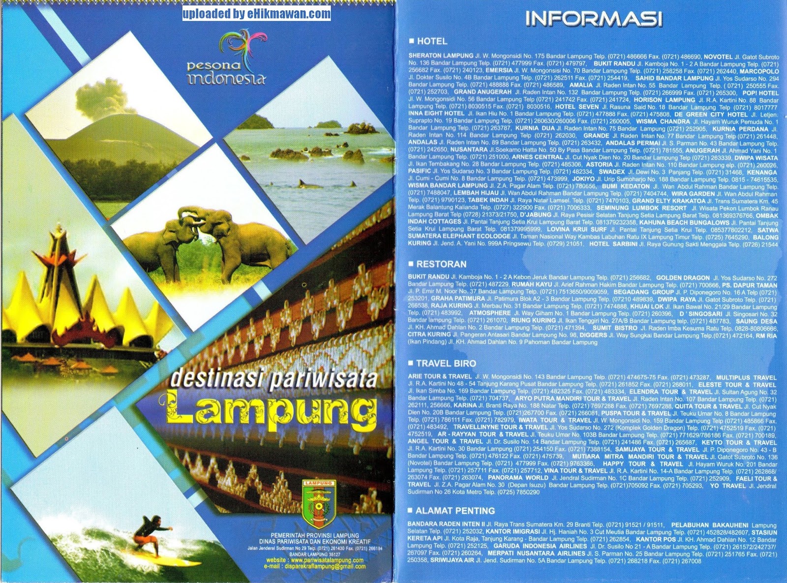 Pesona Indonesia Brosur  Peta Destinasi Pariwisata Lampung
