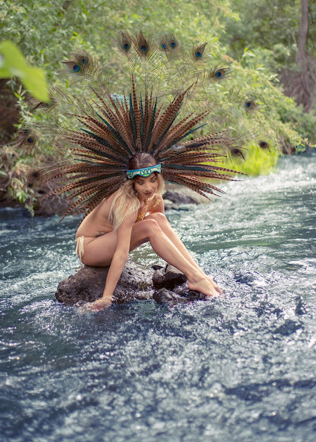 Yvette Marie Ramirez Aztec cosplay nature photography implied nudity