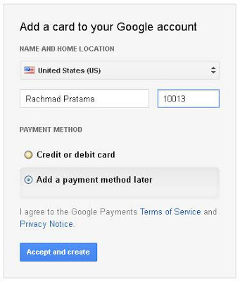 Cara membuat google wallet - pilih metode pembayaran