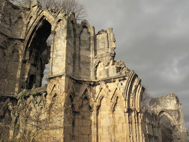 St. Mary's Abbey ruins in the Museum Gardens, built in the 14th century and destroyed by Henry VIII in the 16th century.