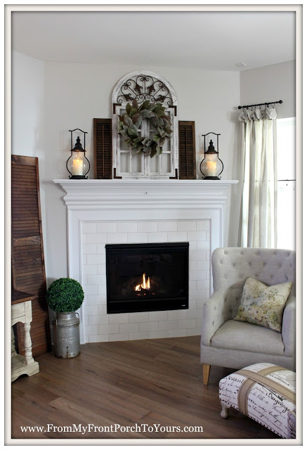 Farmhouse Fireplace-Spring Mantel-From My Front Porch To Yours