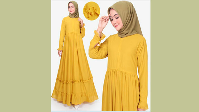 Baju Gamis Kuning Cocok dengan Jilbab Warna Apa
