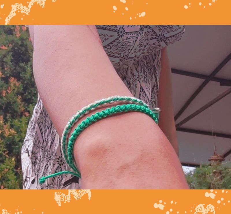 skinny green macrame knot bracelets