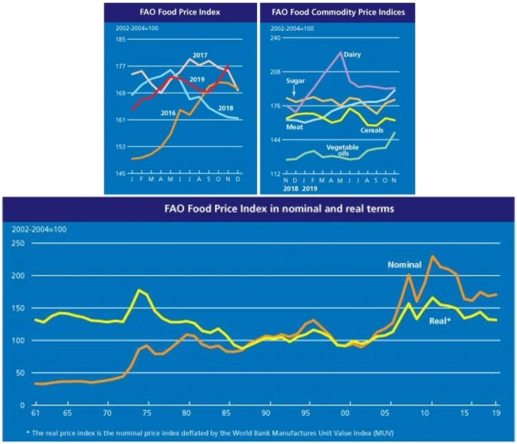 2019년 11월 세계식량가격지수 전월 대비 2.7% 상승한 177.2포인트
