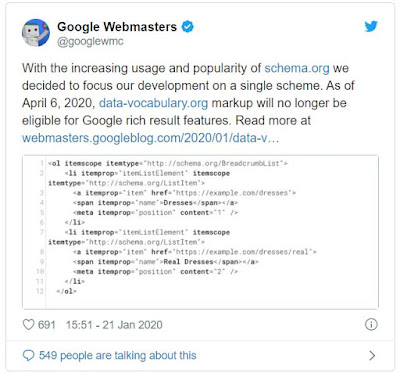 Data Vocabulary Schema Deprecated Breadcrumbs Error