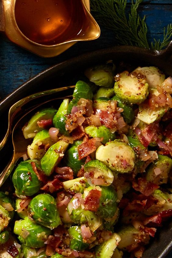 Brussels sprouts are a perfect side-dish to any meal, especially when they are drizzled in honey and topped with bacon.