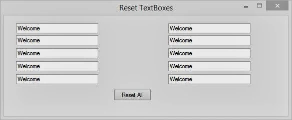 How to reset all the textboxes in c# windows Forms